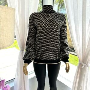 Trina Turk Wool Knit Turtle Neck Sweater Size L Large